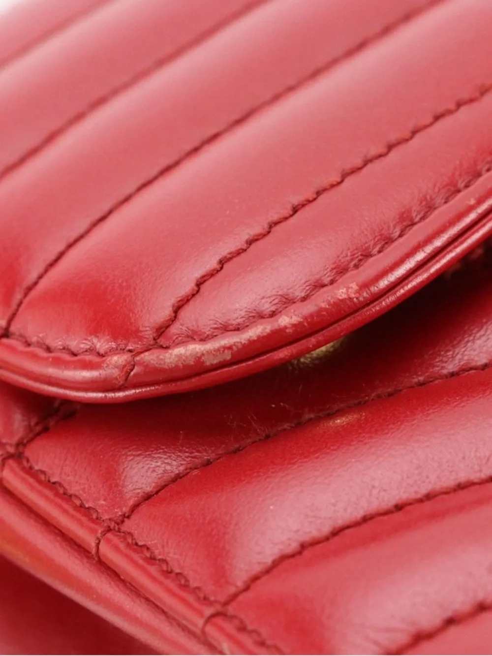 Prada Diagramme Quilted Leather Shoulder Bag in Red with Chain Strap Crossbody - Picture 16 of 16